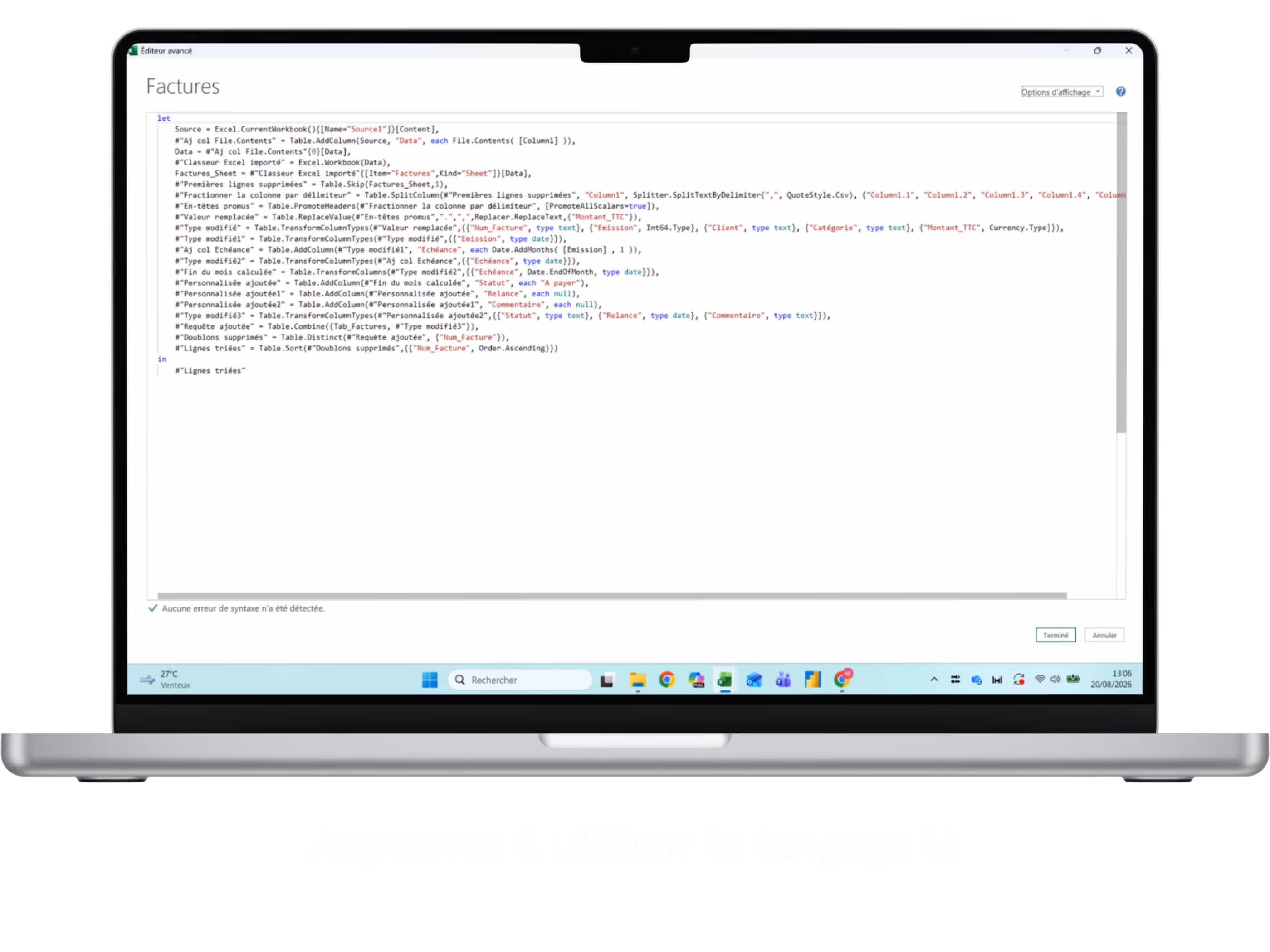 mockup power query facture - Solpedinn