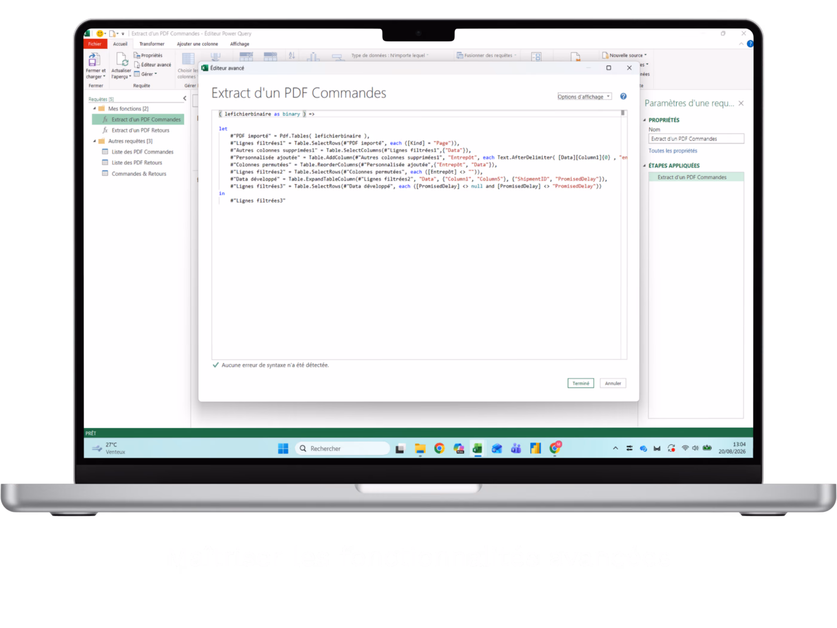 mockup power query extraction d'un pdf - Solpedinn