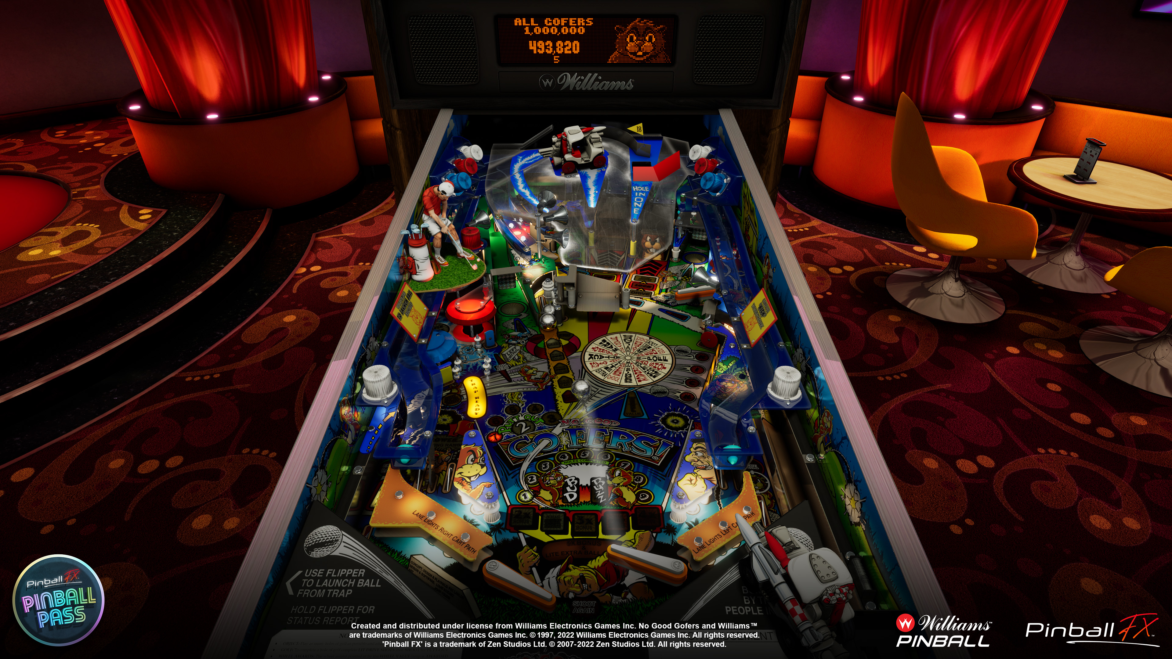 Colorful No Good Golfers pinball machine with vibrant playfield and flippers