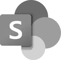Microsoft SharePoint logo with overlapping circles and an 'S' square.