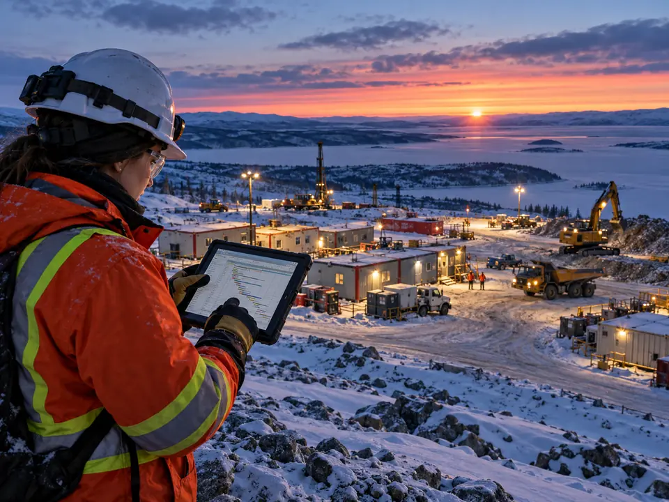 Project controls lead monitoring a remote northern construction site
