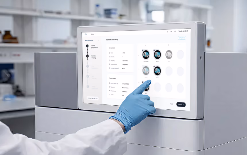 Stellaromics lab instrument touchscreen interface for spatial multi-omics imaging control