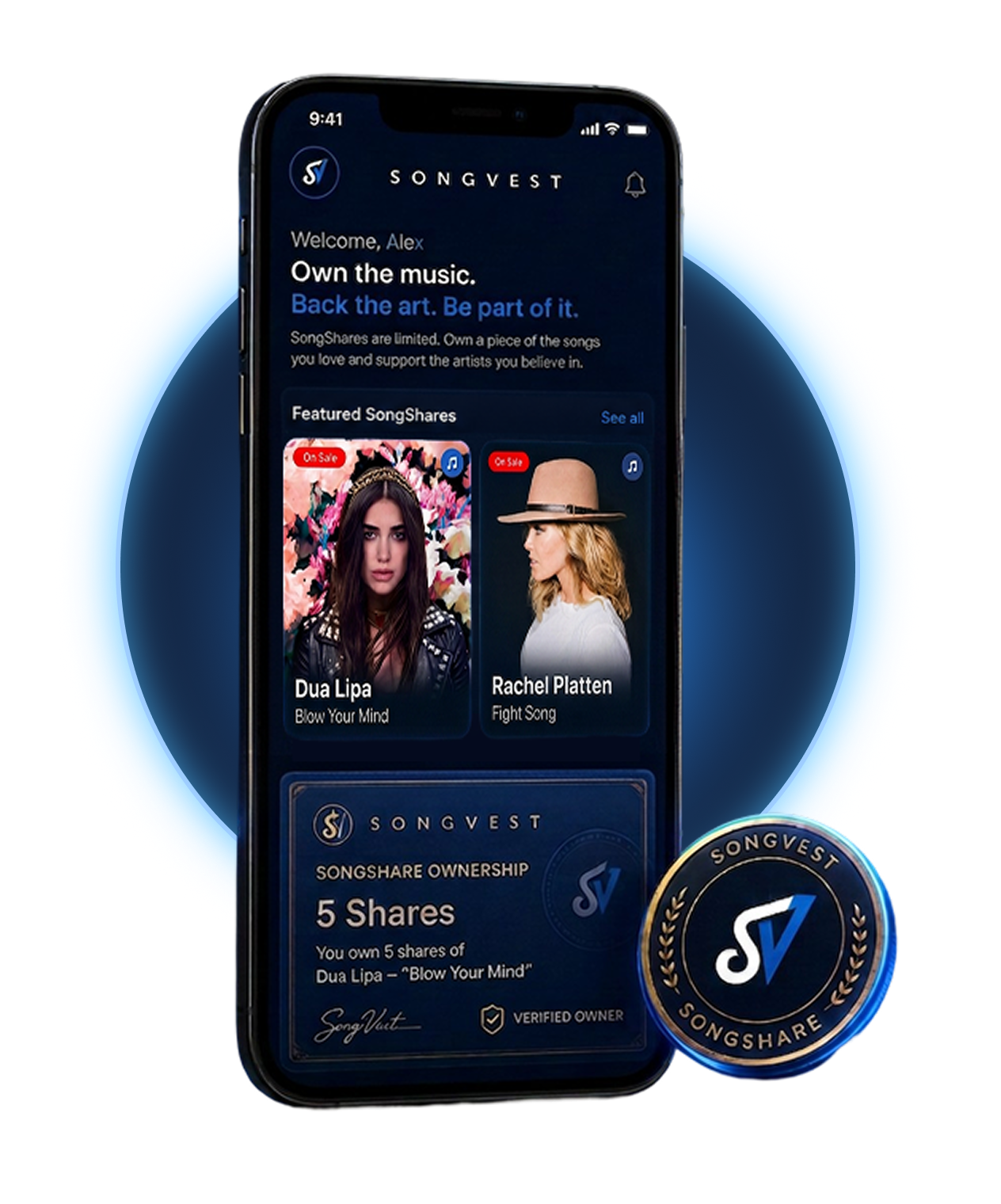 SongVest mobile SongShare ownership dashboard