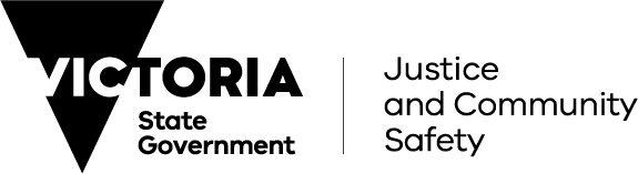 Logo: Vic Gov - Department of Justice and Community Safety