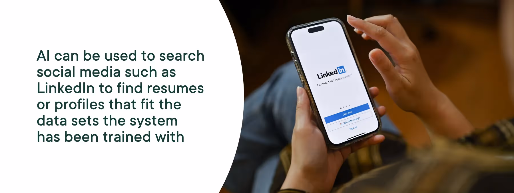 A quote and a person using LinkedIn on a phone