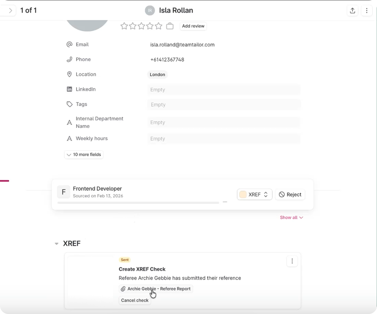 Review that report in Xref from the candidate card