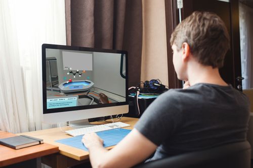 remote student on computer