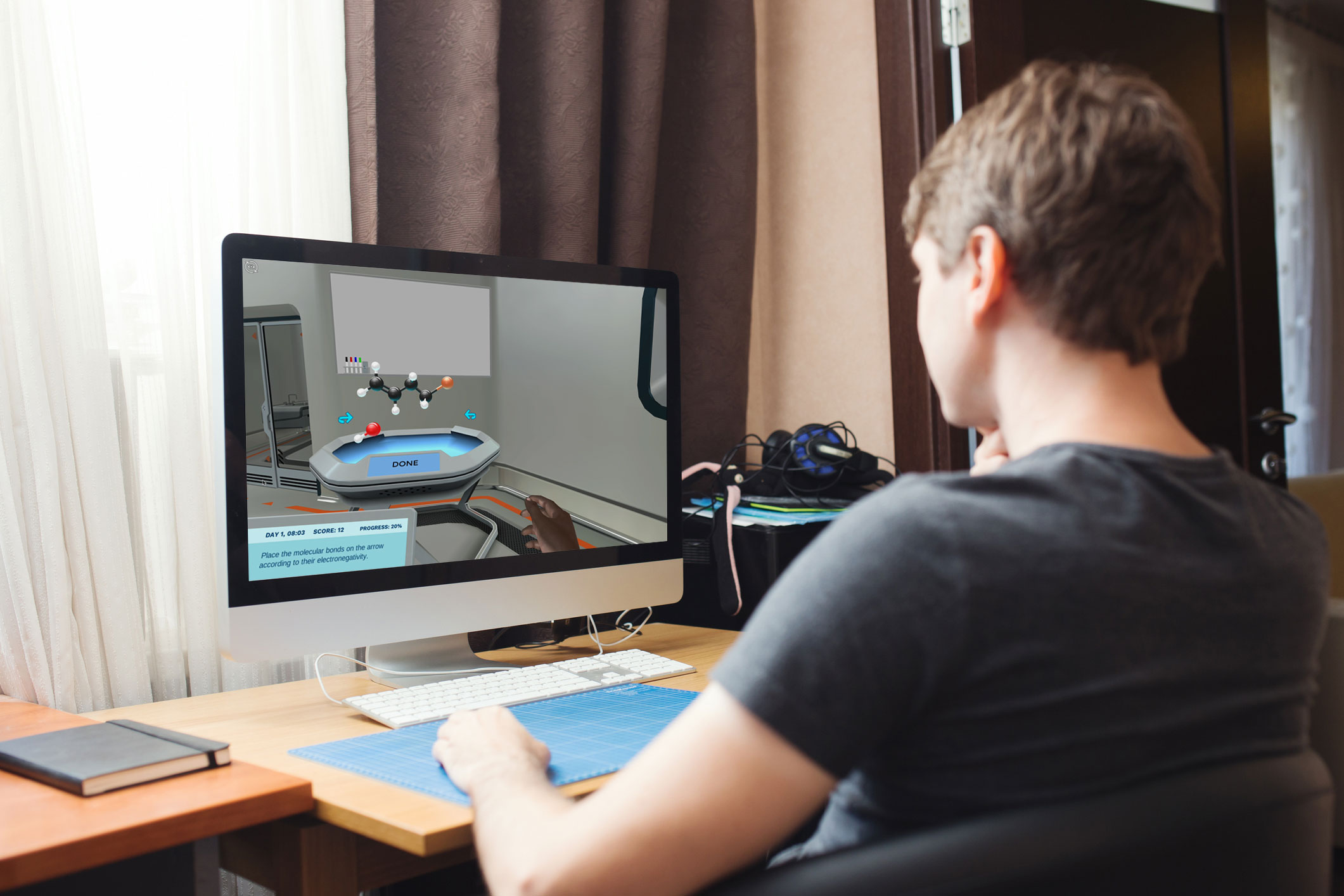 remote student on computer