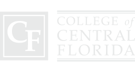 College of Central Florida logo with stylized letters C and F inside a square on the left and the words 'College of Central Florida' to the right, separated by horizontal lines.