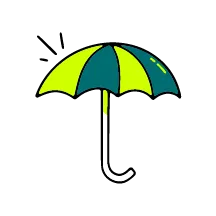 Zeichnung eines Regenschirmes symbolisiert, dass der Hund und die Katze mit der Haustierversicherung von Calingo optimal geschützt sind