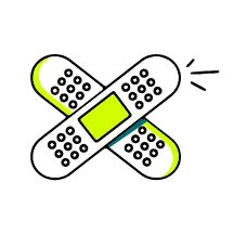 Deux pansements pour illustrer le fait que les maladies préexistantes sont couvertes par l'assurance chien Calingo