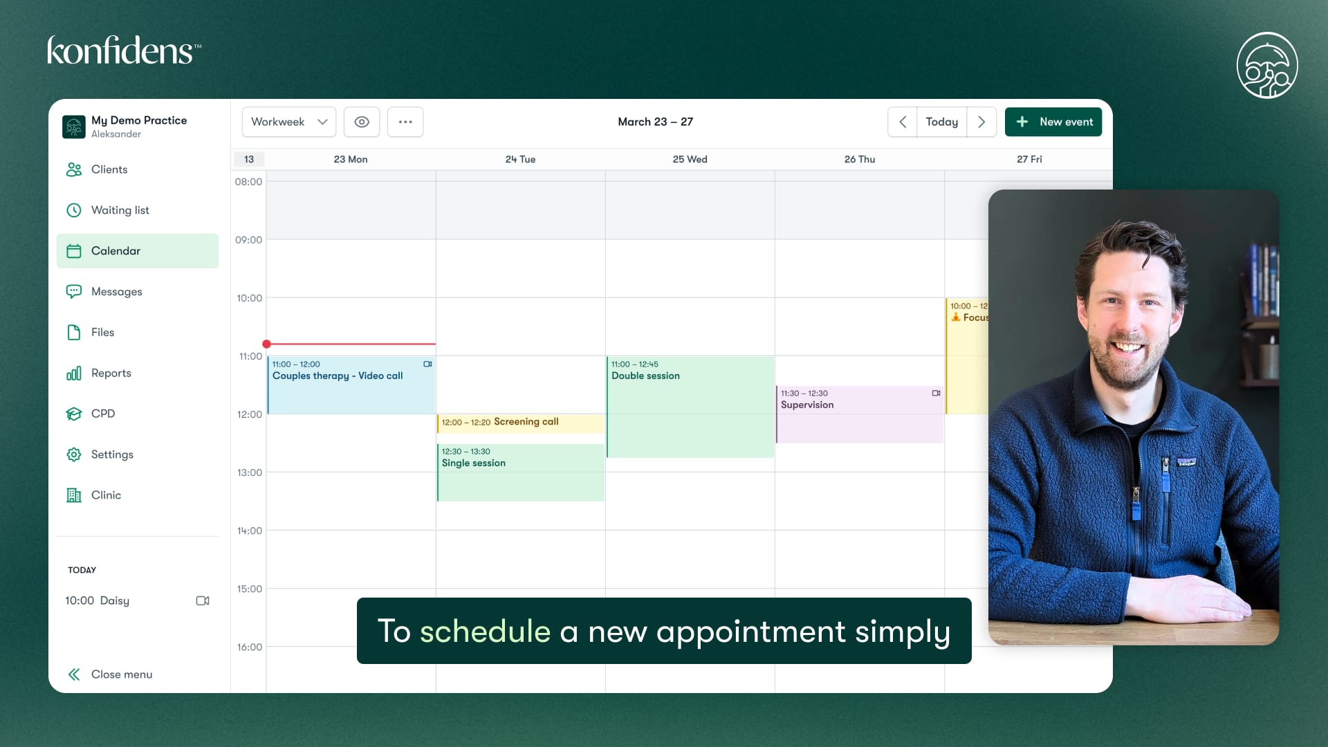 Person hosting a webinar for Konfidens