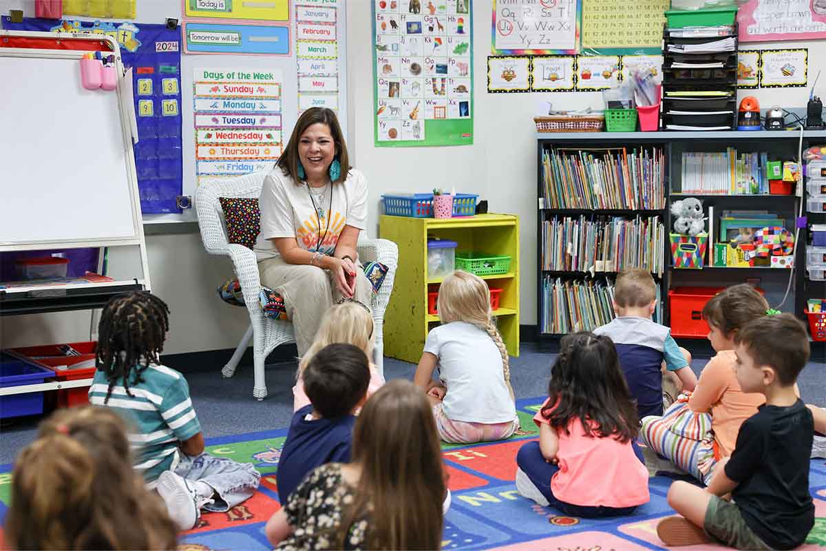 Teacher talking to class