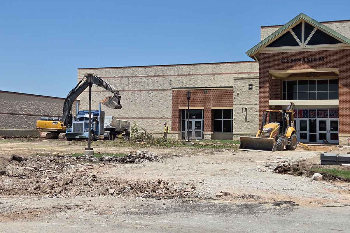 Construction taking place outside of MHS