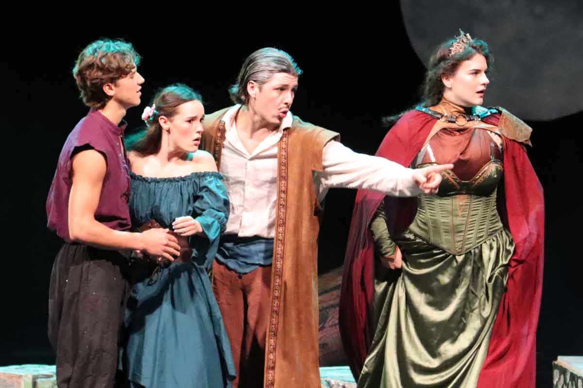 Theatre students performing on stage
