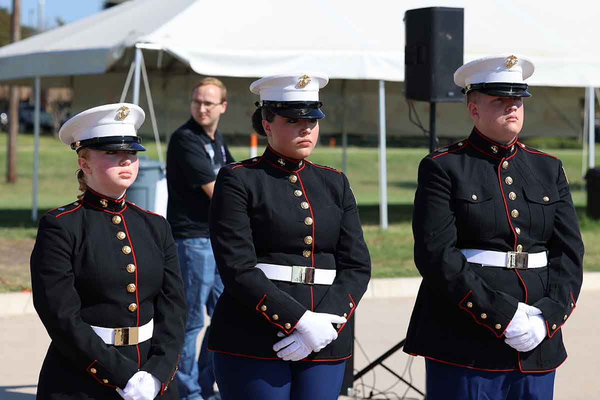 Midway High School’s Marine Corps Junior ROTC students on Patriot Day.