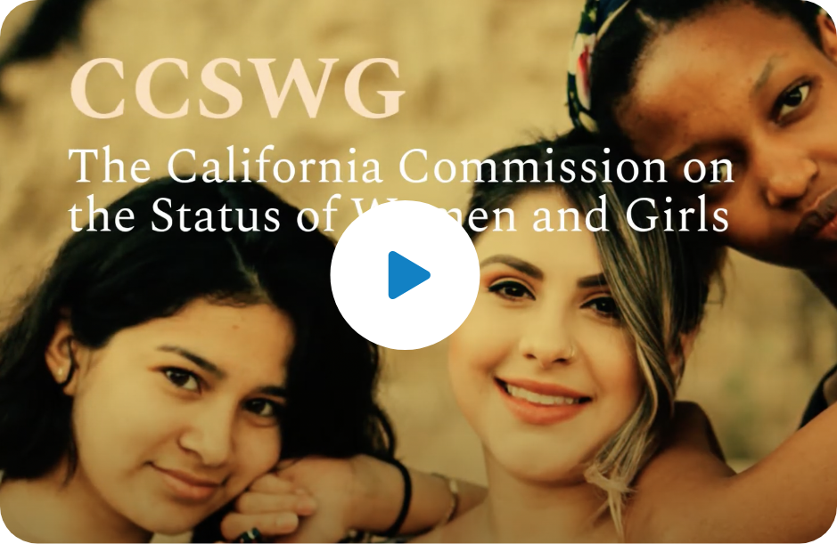 Image of three women with a play button