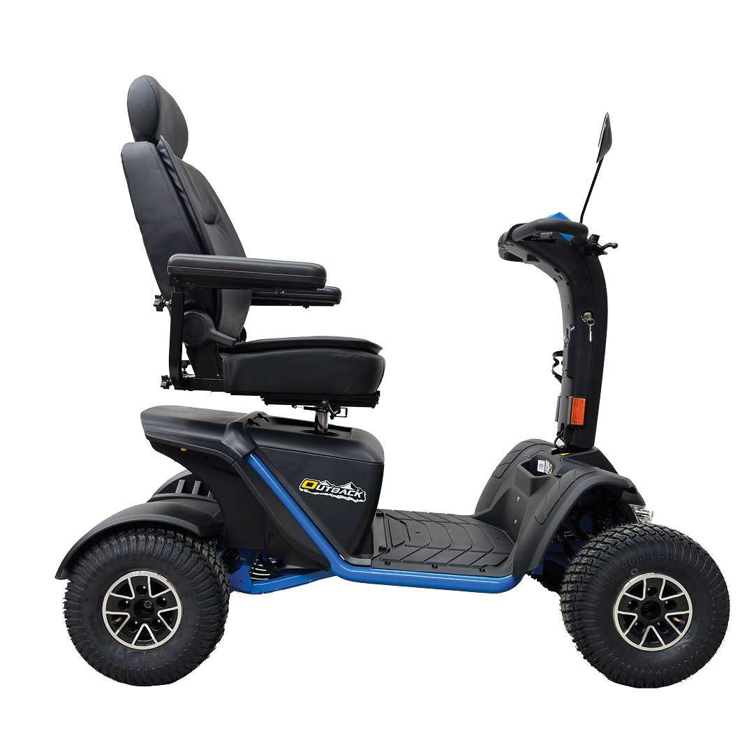 Pride Outback side profile showing front and rear suspension