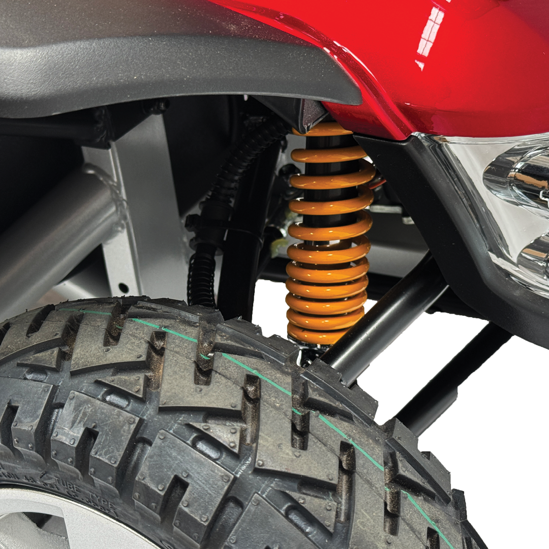 Pride Pathrider 140 XL pneumatic tyres and suspension