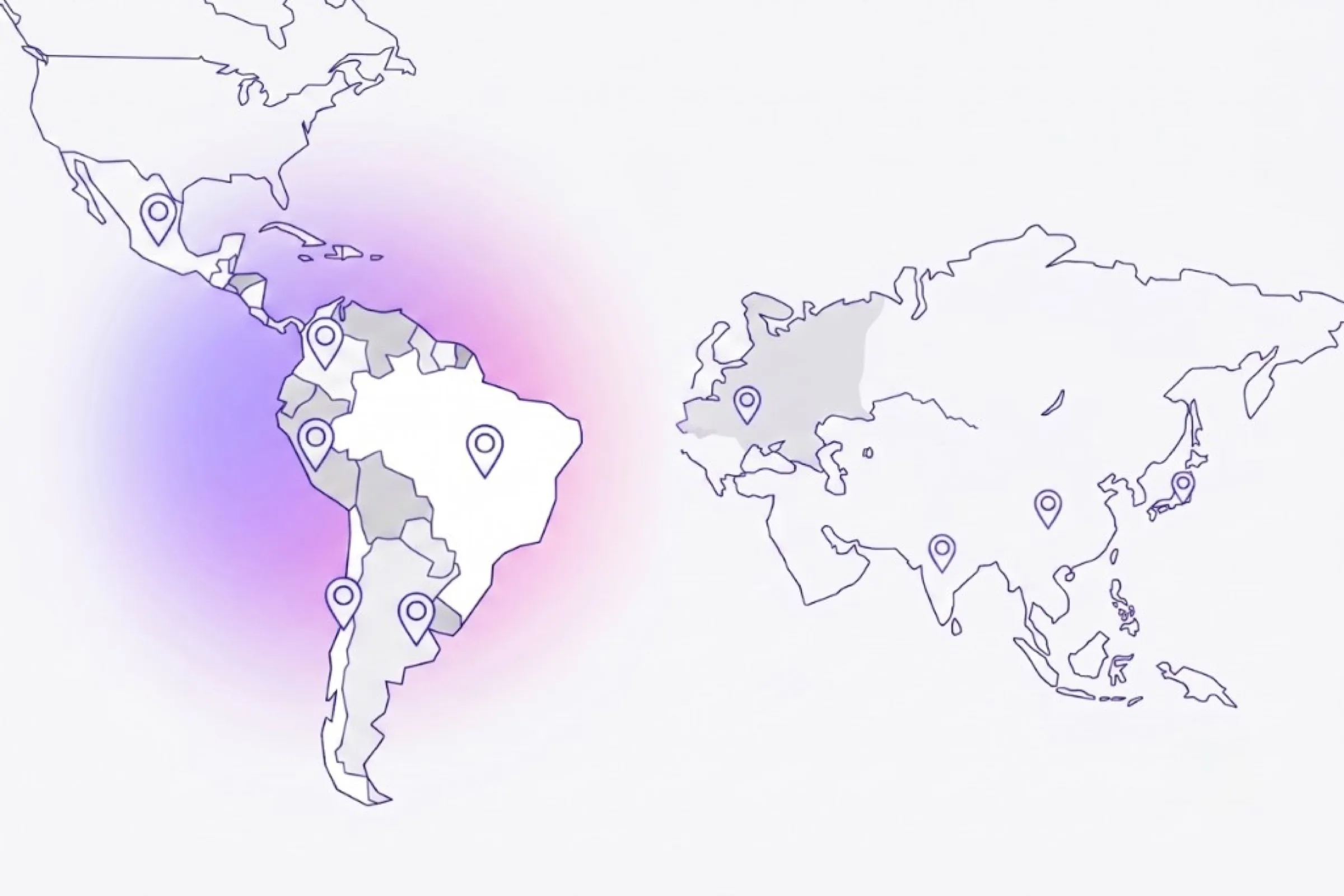 Split world map with LATAM and US time zones highlighted on one side and India/Eastern Europe on the other, representing nearshore vs offshore staff augmentation for US startups.