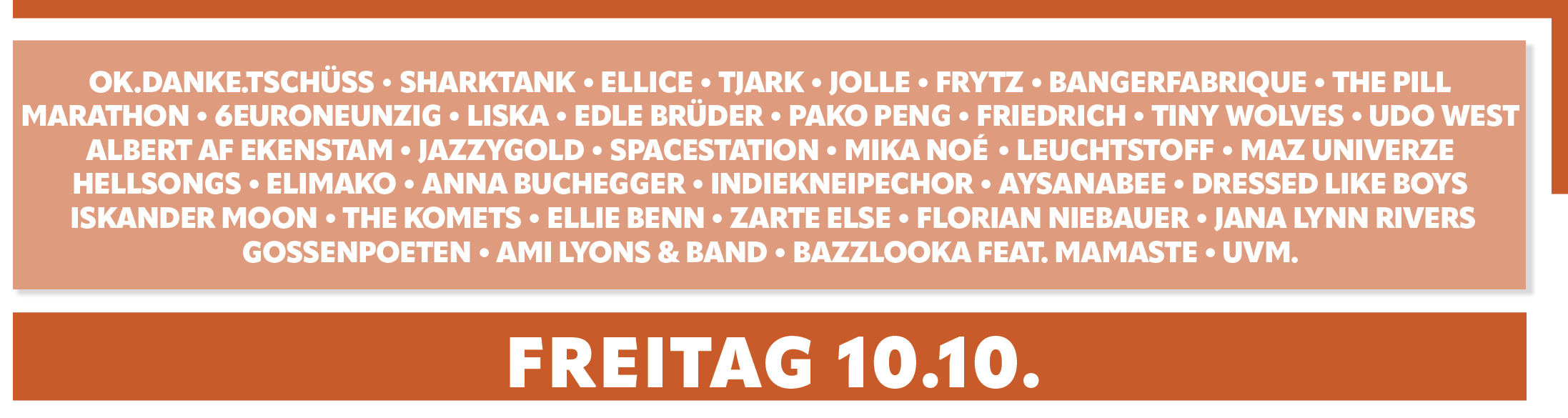Lineup der 1. Bandwelle Nürnberg Pop Festival
