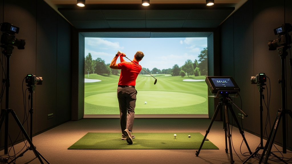 Professional indoor golf coaching facility with technology