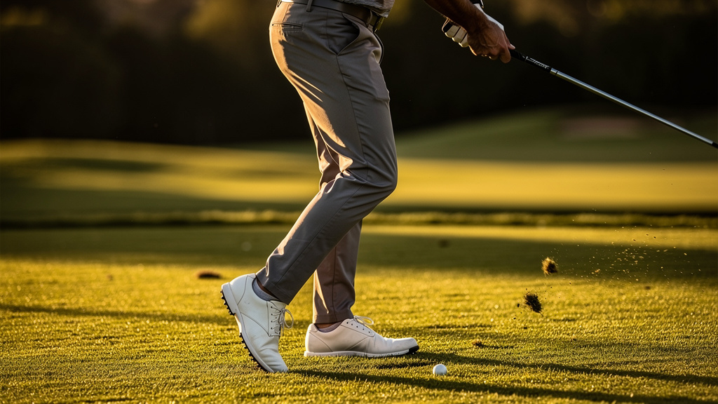 Golfer demonstrating proper lower body rotation sequence