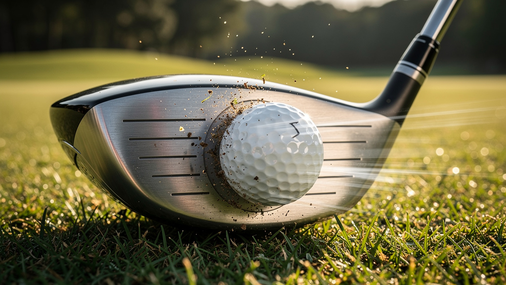 Golf ball impact moment on driver clubface