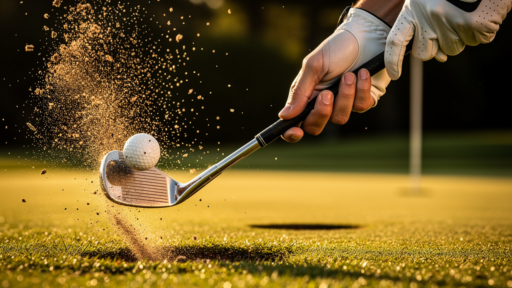 Professional wedge chip shot technique demonstration