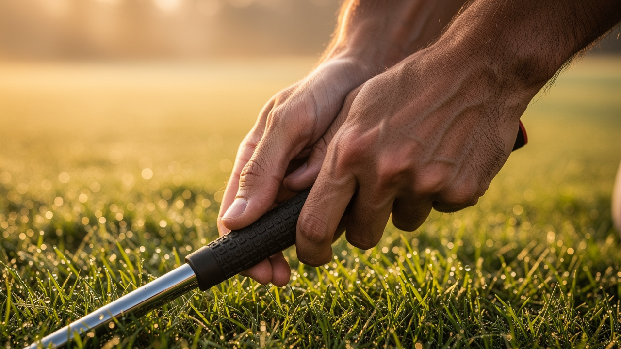 Golfer demonstrating calm focused putting grip