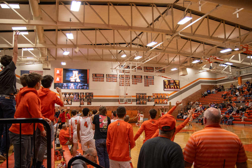 Scoreboard community engagement at Abilene High School crowded gym