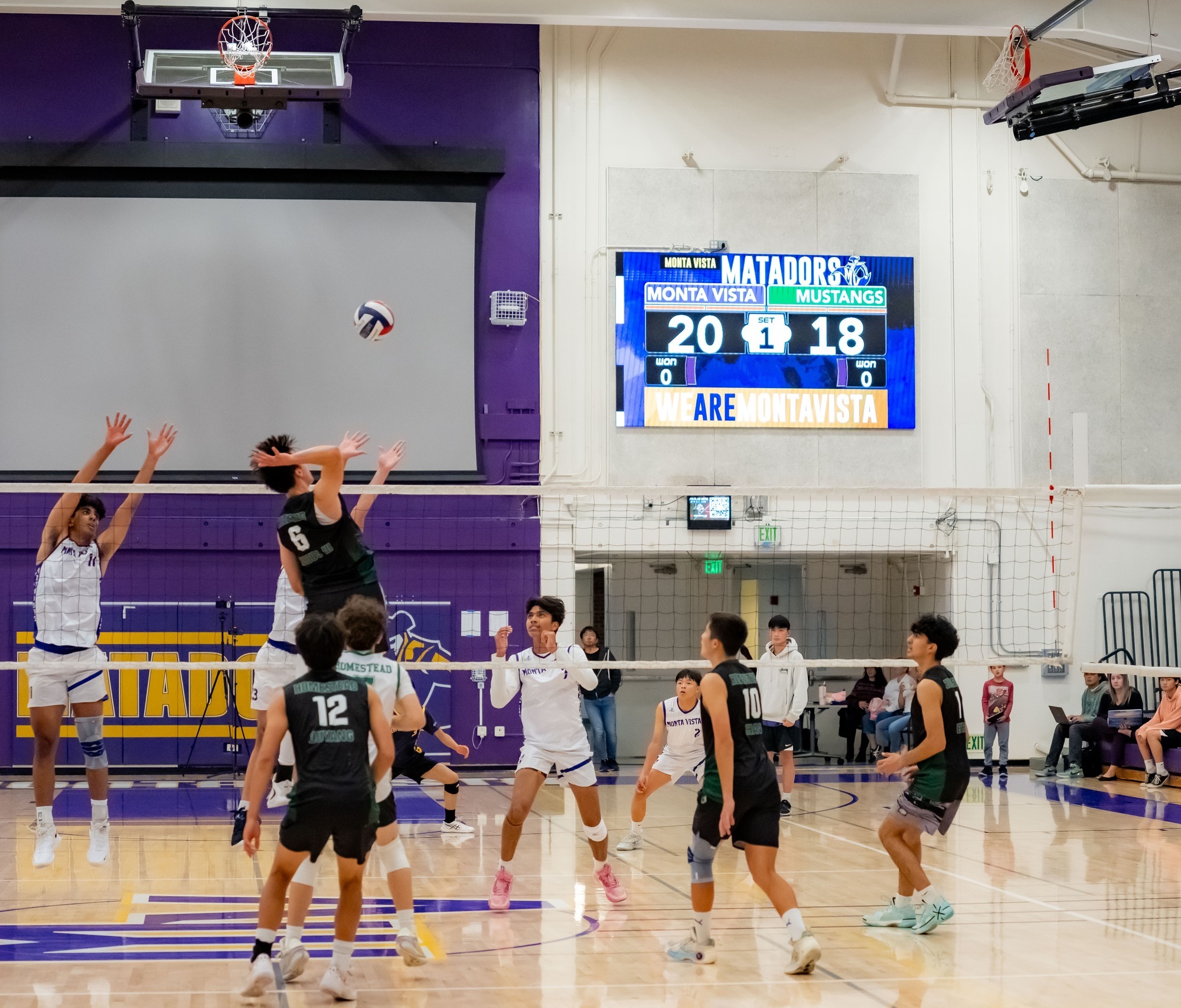 Monta Vista volleyball with new digital scoreboard