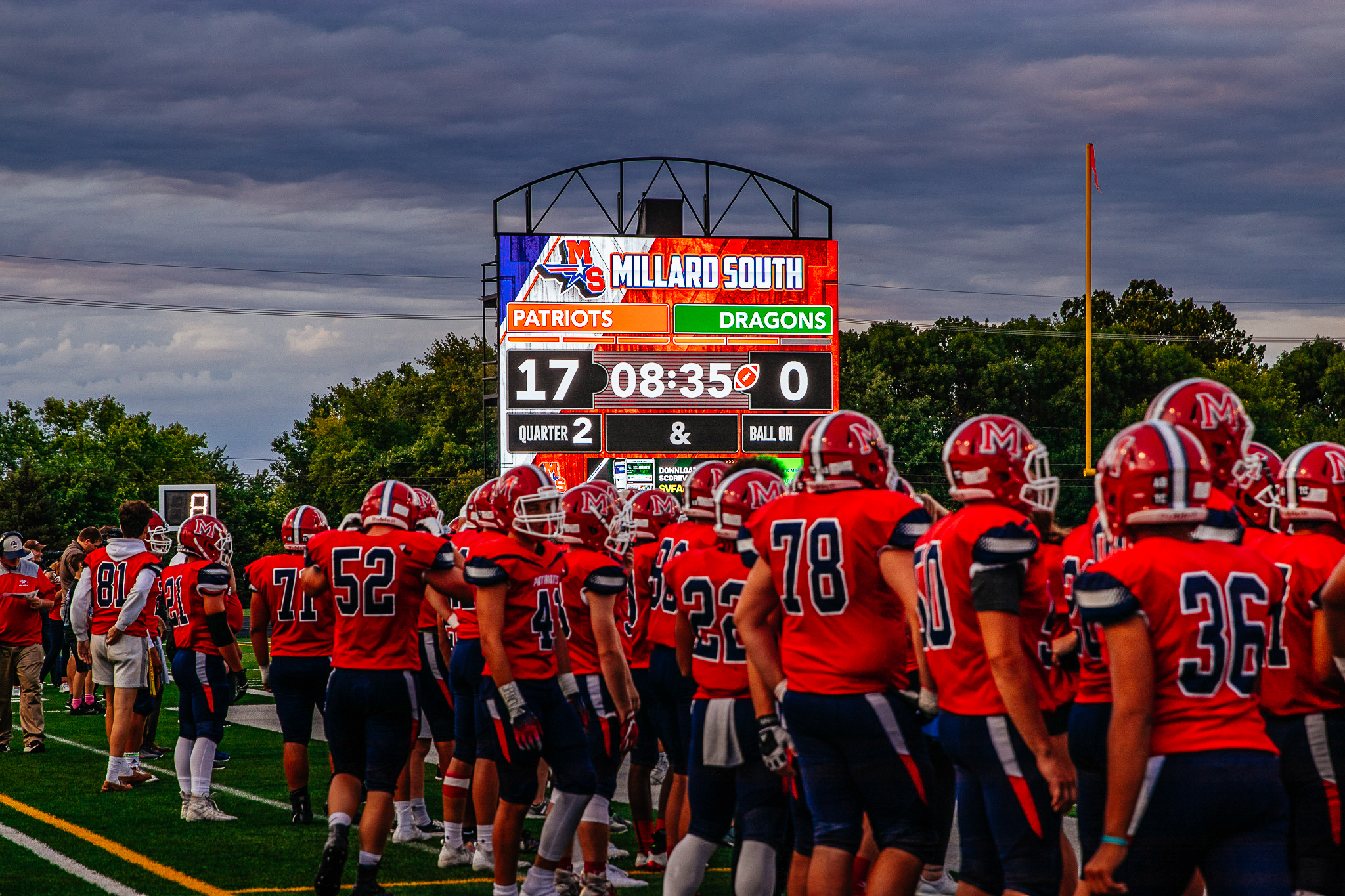 Millard South football stadium scoreboard advertising sports sponsorships