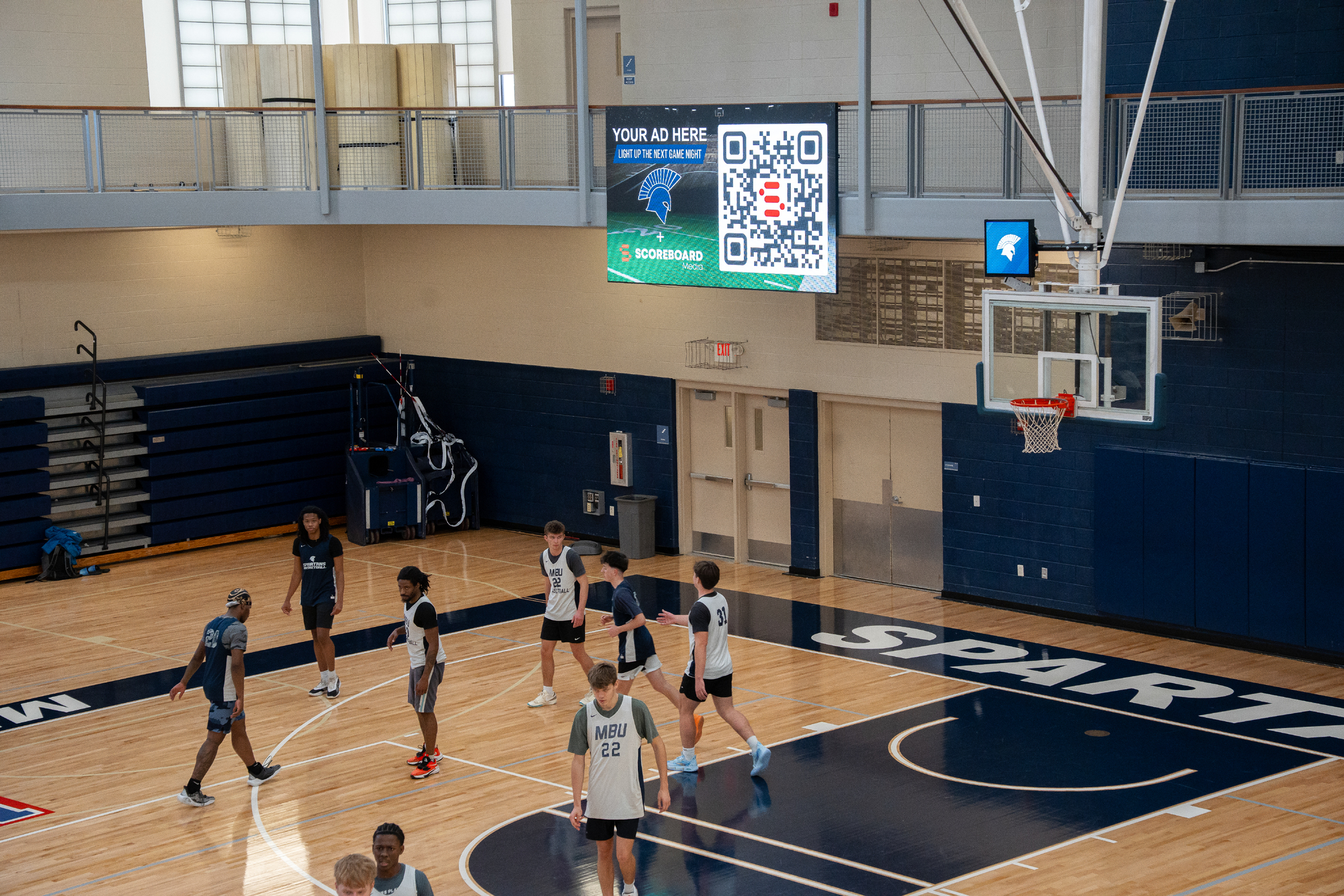 Missouri Baptist University scoreboard advertising with sports sponsorship