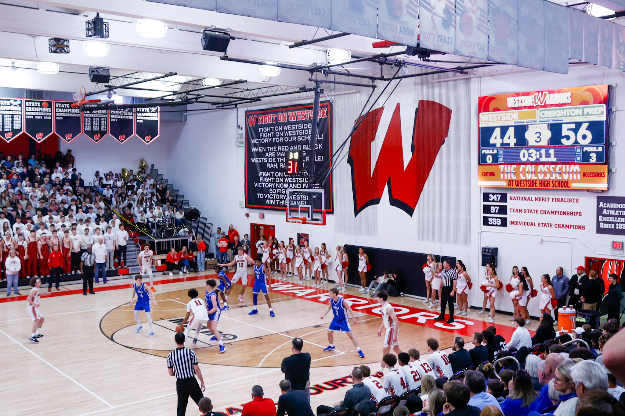 Westside High School's indoor video scoreboard