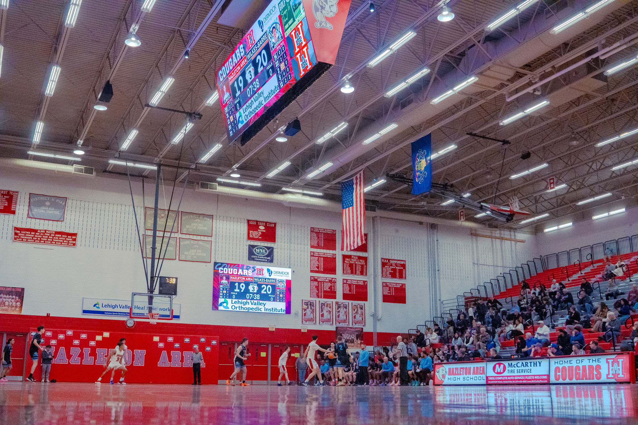 Small businesses sponsoring Hazleton Area High School with scoreboard advertising