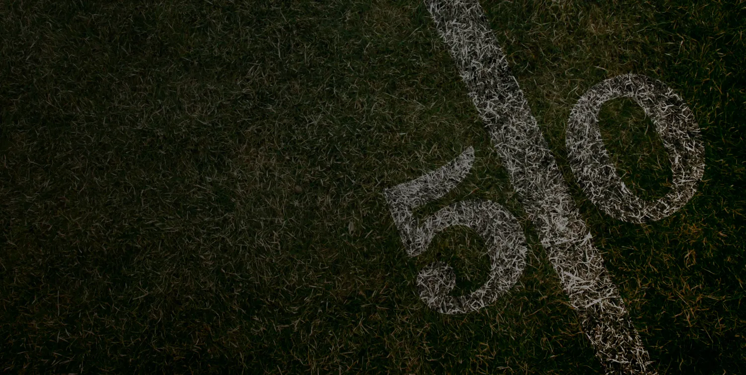 Field showing number 50 marked in white