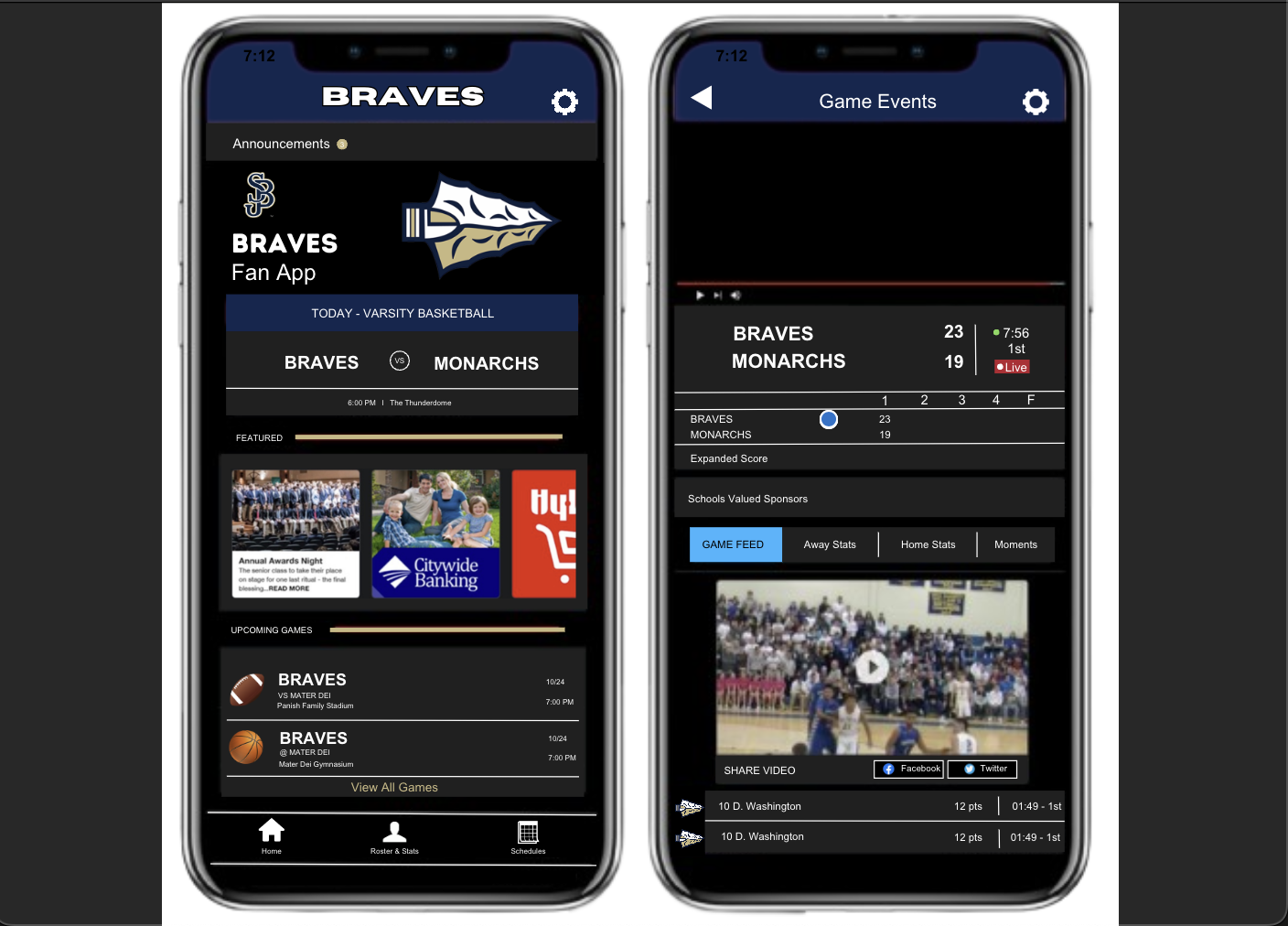 Fan App feature ad for scoreboard media advertising
