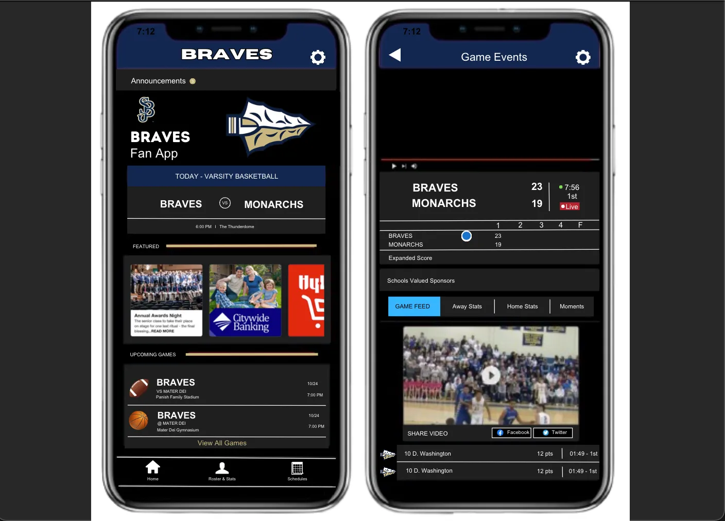 Fan App feature ad for scoreboard media advertising