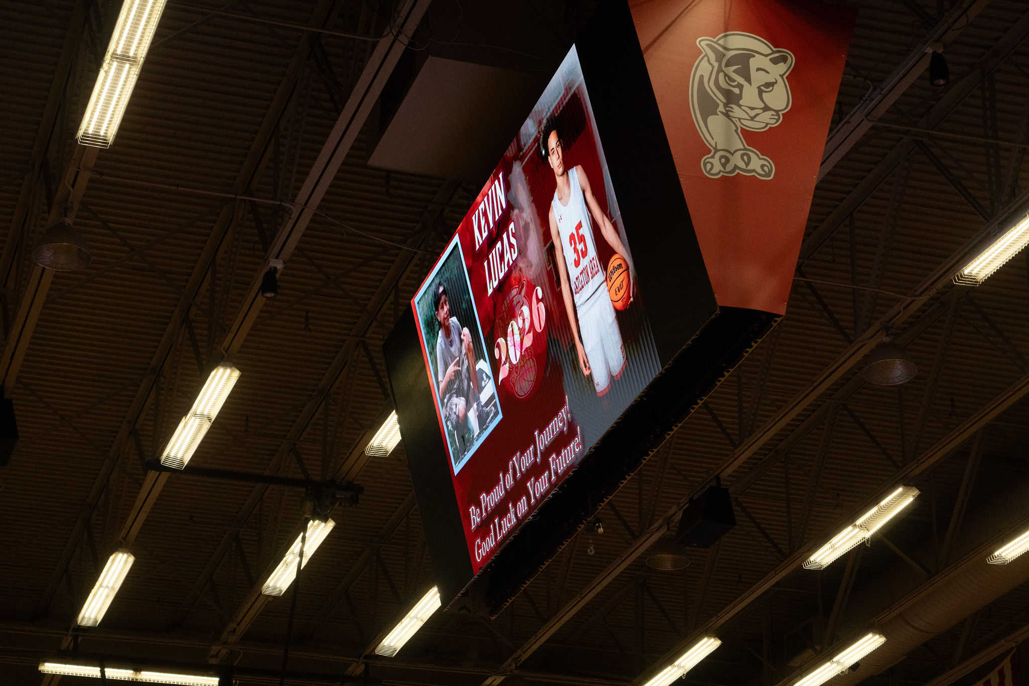 Hazleton Area High School senior night digital scoreboard senior send off