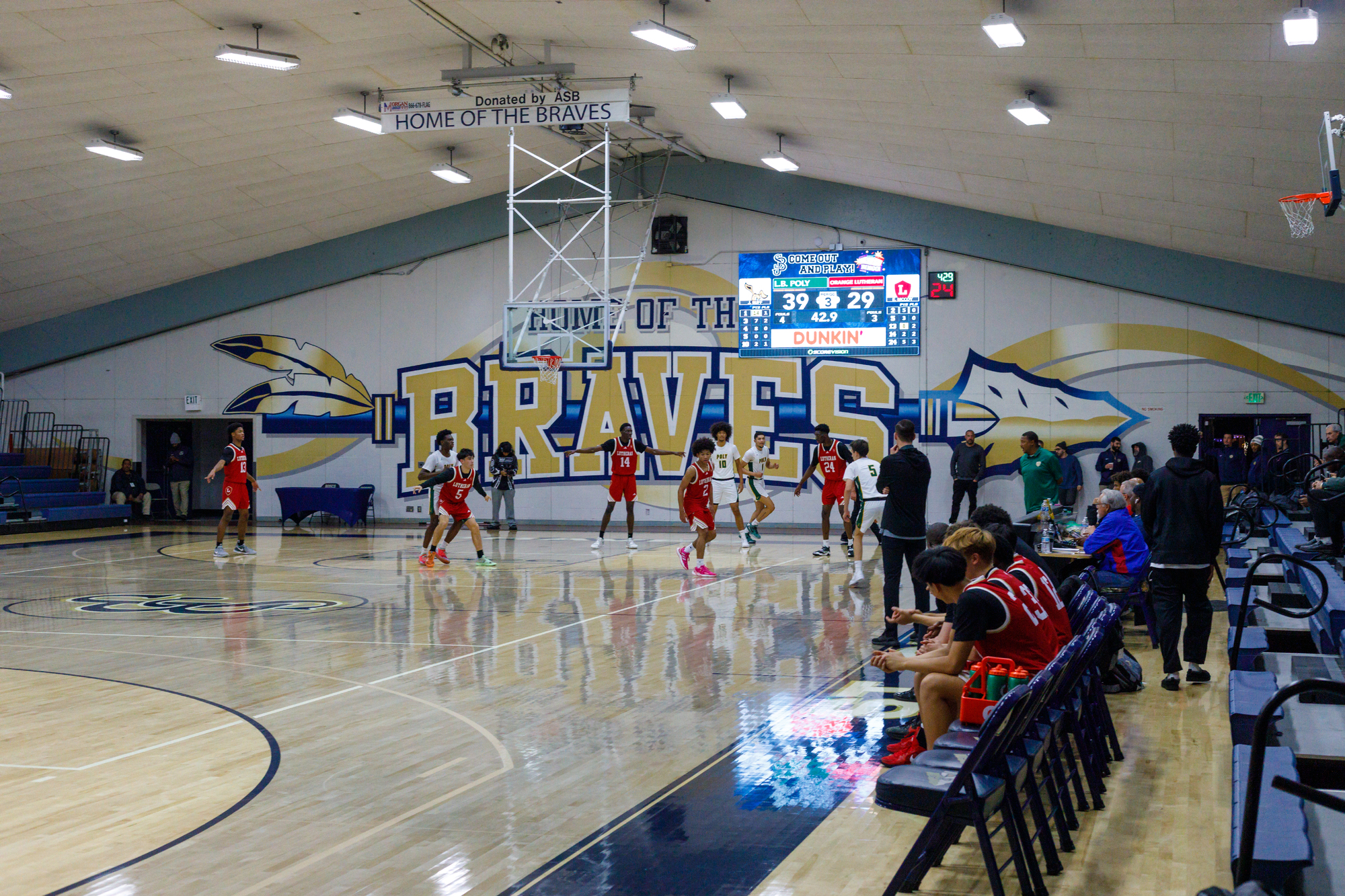 St. John Bosco basketball gym with LED digital scoreboard