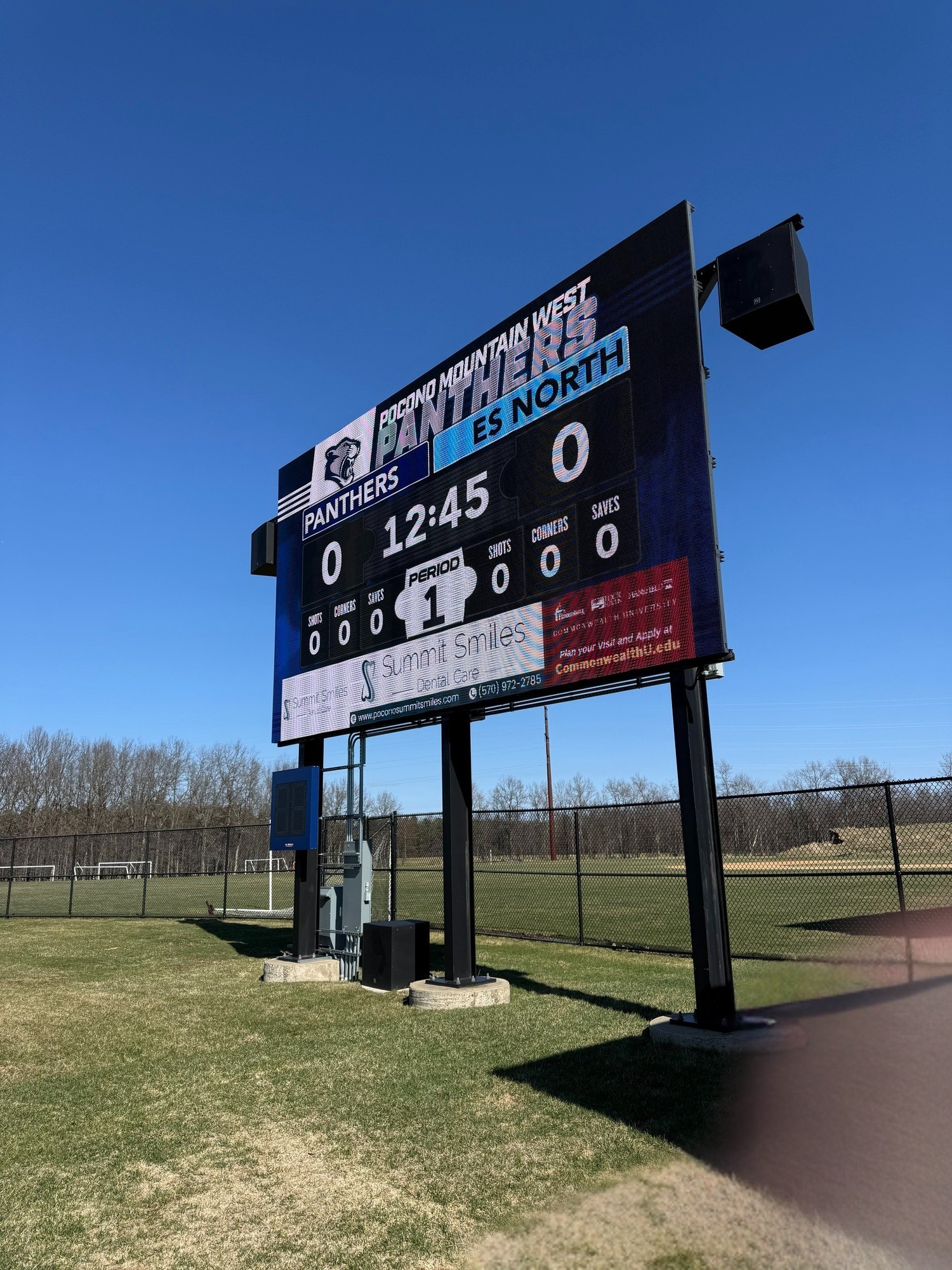 Pocono Mountain West outdoor digital scoreboard featuring scoreboard advertising