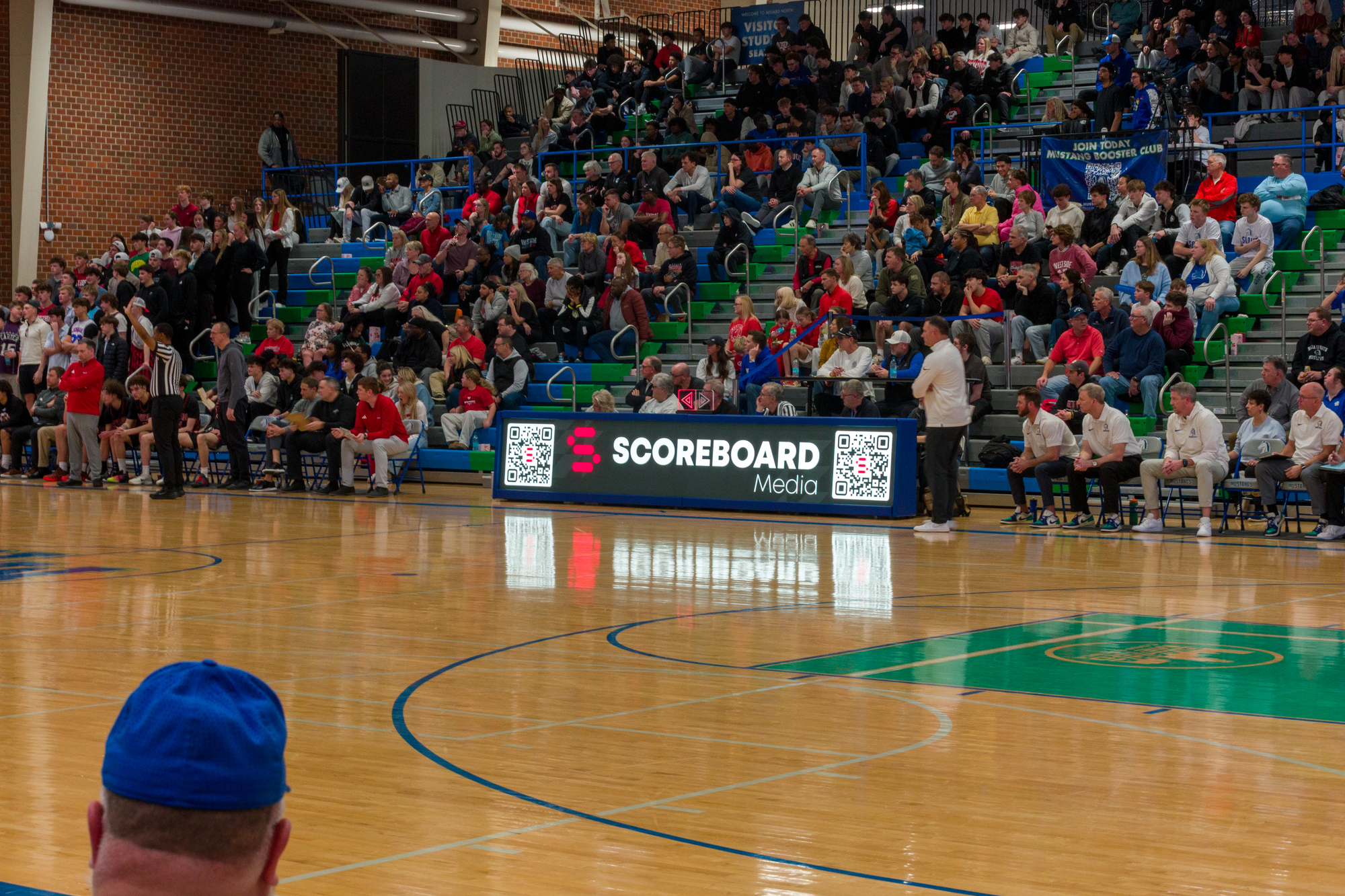 Millard North High School basketball game with LED scorers table