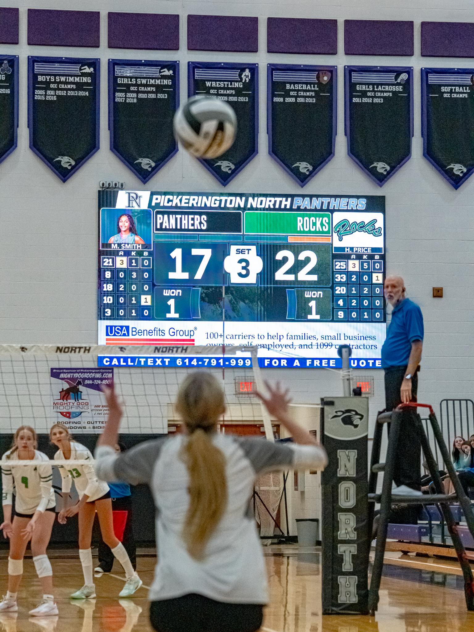 Clayton Valley Charter School volleyball scoreboard