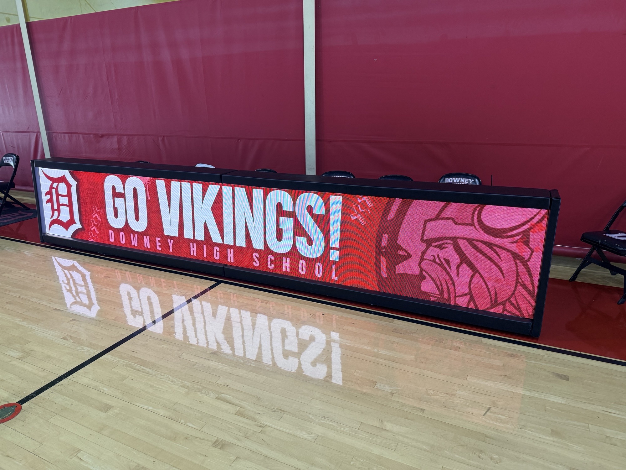 Downey high school scorer's table for basketball sports sponsorships
