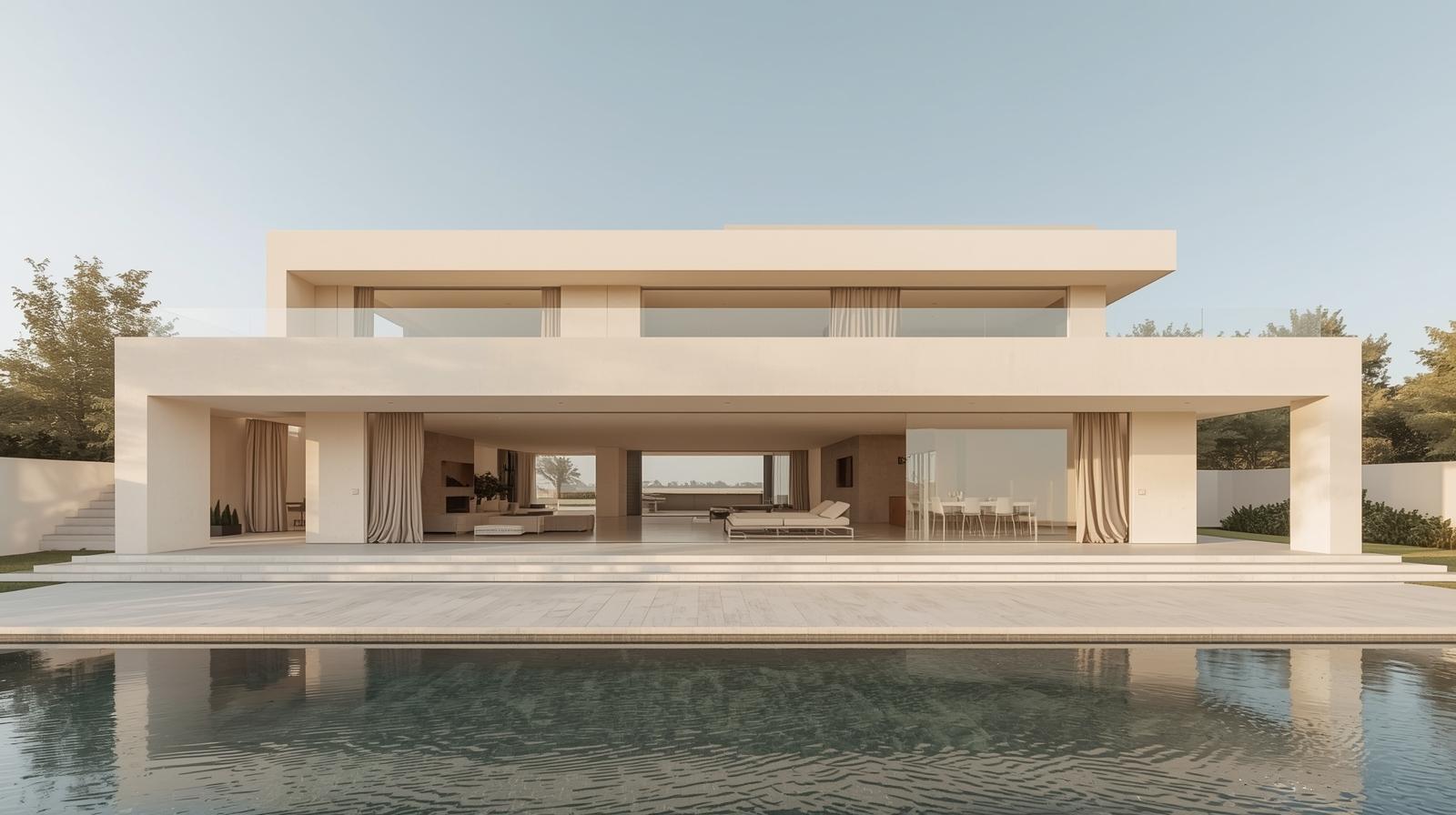 Villa contemporánea con piscina y arquitectura mediterránea