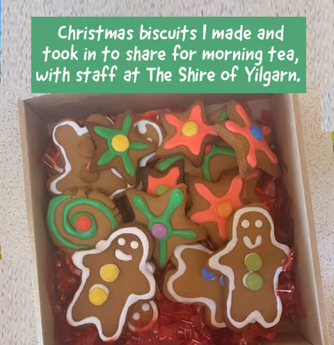 Christmas biscuits I made and took in to share for morning tea, with staff at The Shire of Yilgarn.