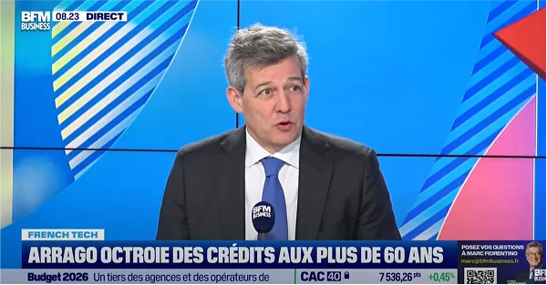 Cette image montre Alexis Rouëssé pendant son interview avec BFM Business.