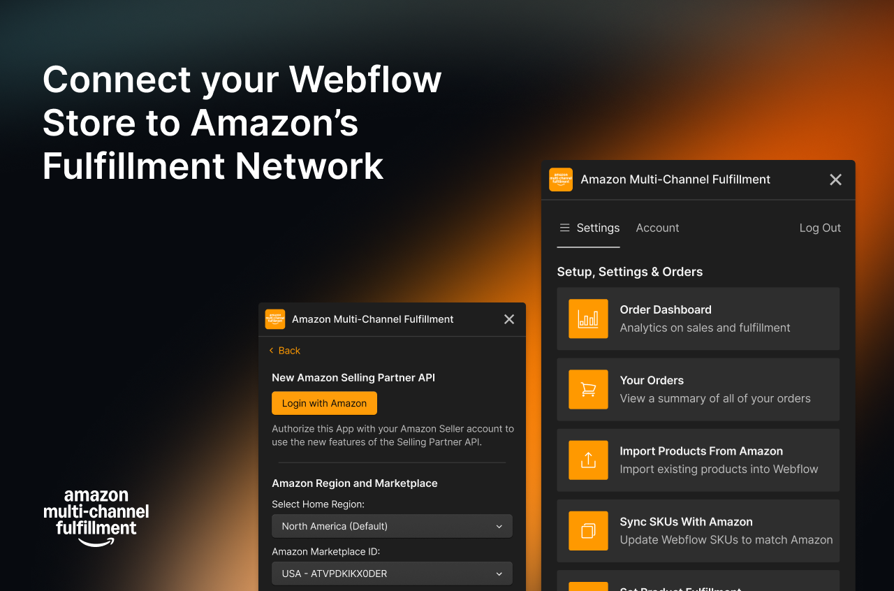 Connect your Webflow Store to Amazon’s Fulfillment Network