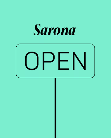 Mint green poster with the words Sarona Open.